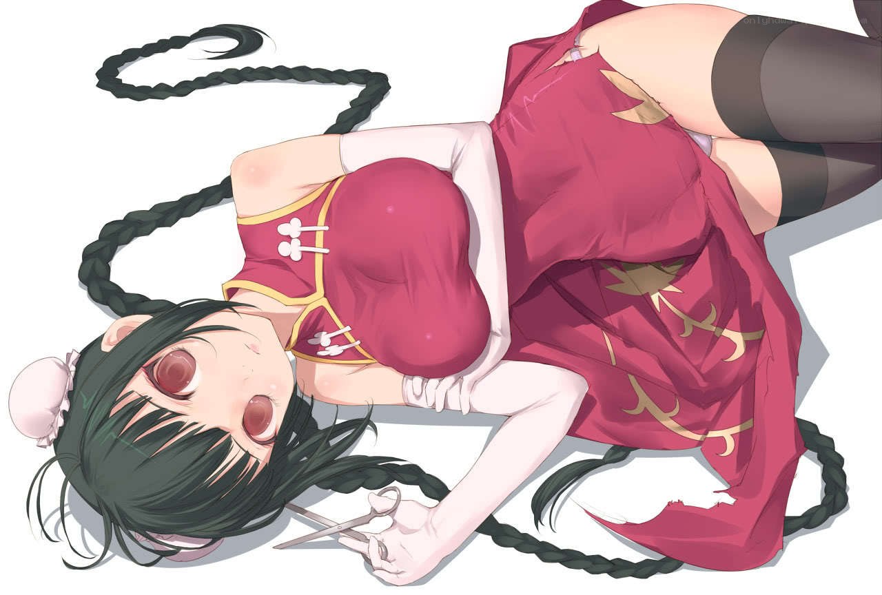 anime girl with scissors