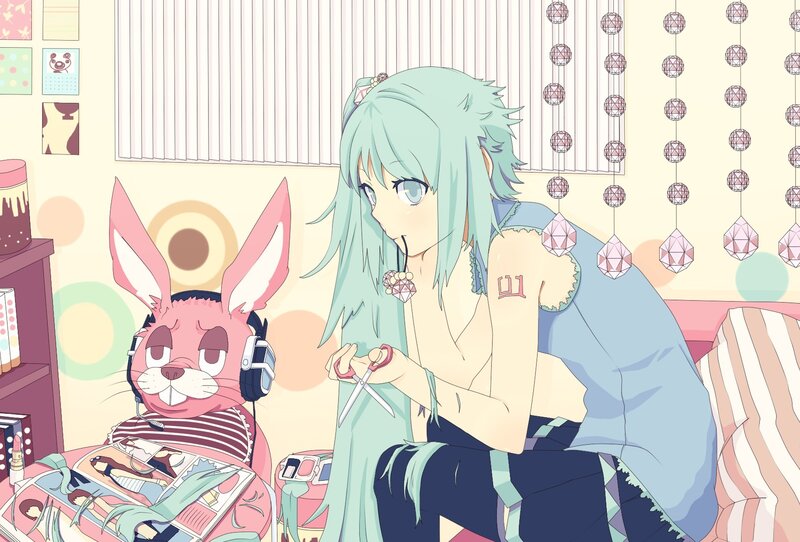 Anime girl with scissors
