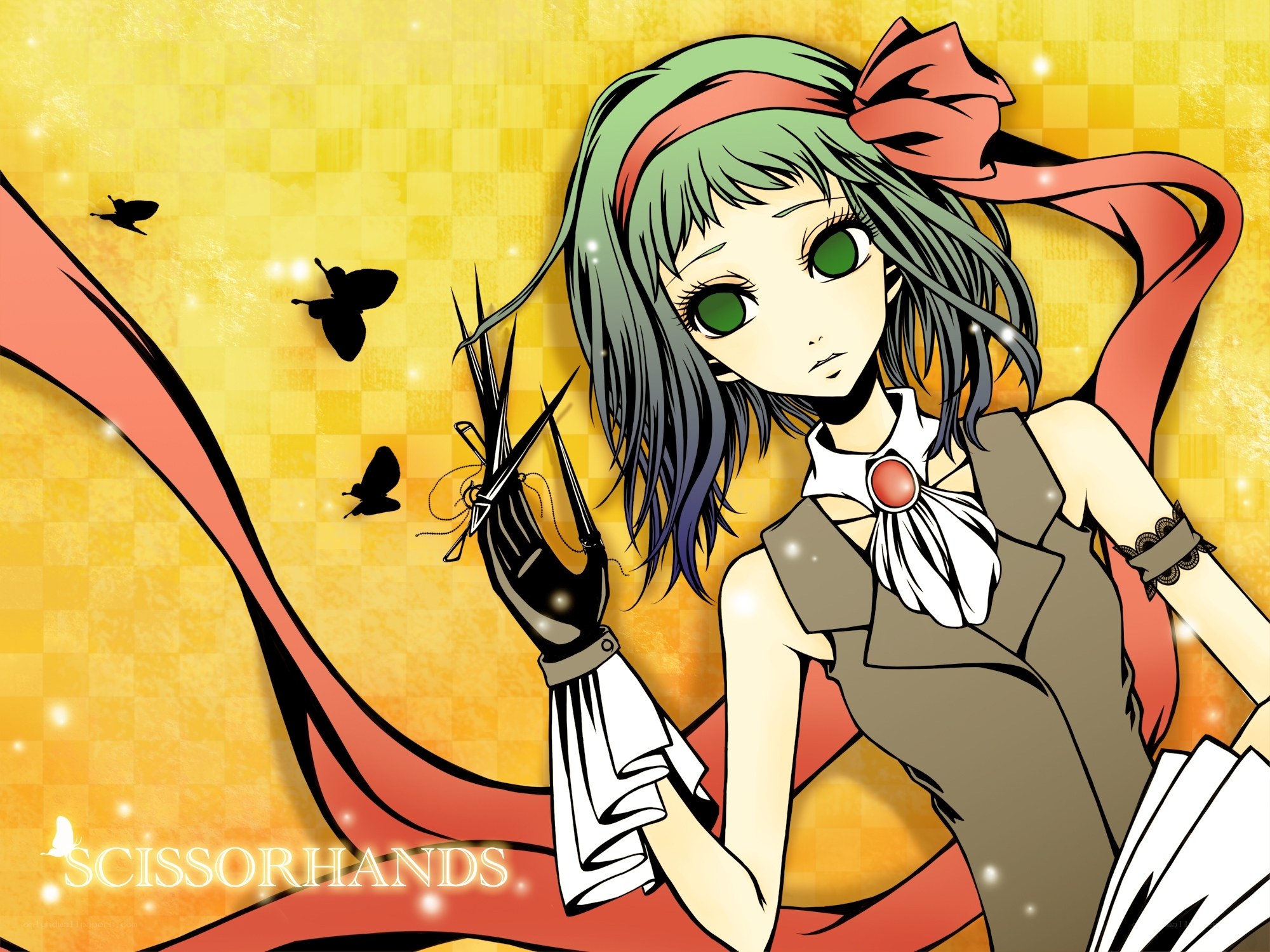 Anime girl with scissors
