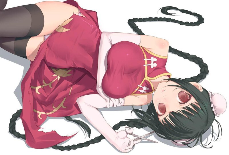 anime girl with scissors