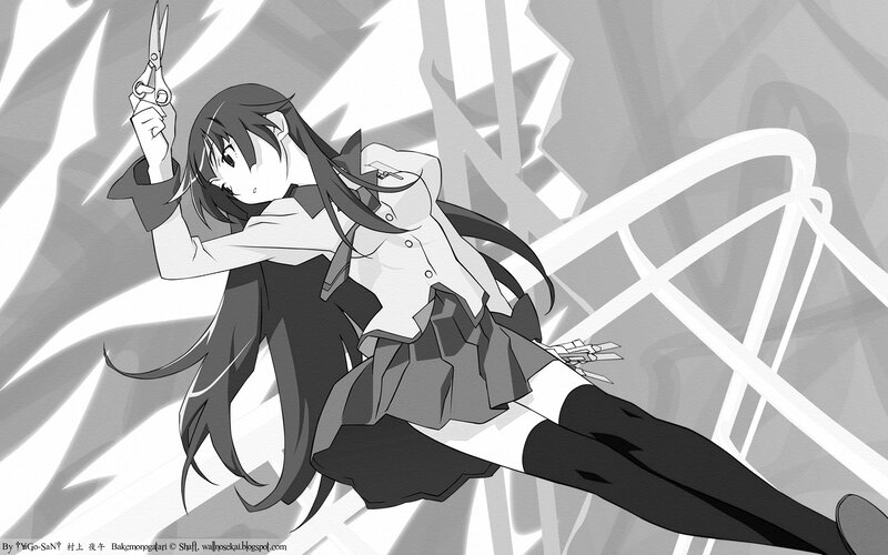 Anime Girl with Scissors — Black, Dramatic, Manga
