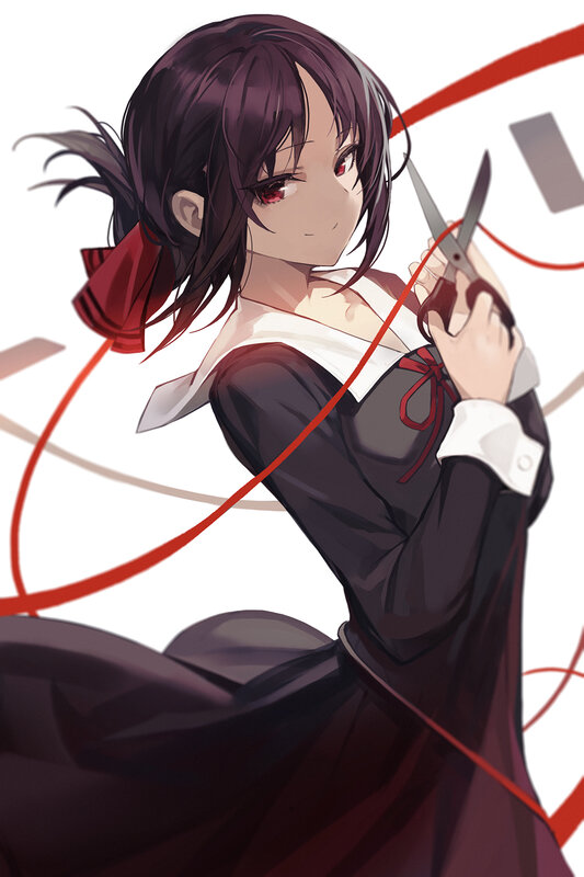 Anime Girl with Scissors — Black, Dramatic, Ribbon
