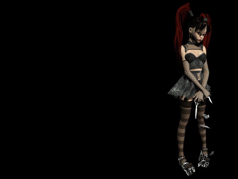 Anime Girl with Scissors — Black