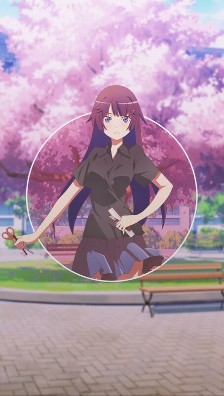 Anime Girl with Scissors — Pink, Calm, Spring