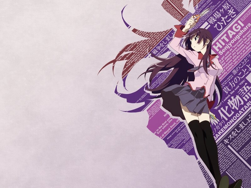 Anime Girl with Scissors — Purple, Dramatic, Newspaper
