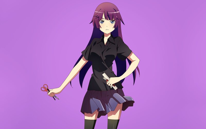 Anime Girl with Scissors — Purple, Neutral