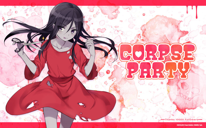 Anime Girl with Scissors — Red, Dark