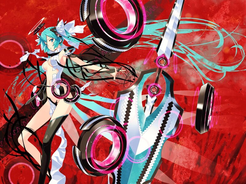 Anime Girl with Scissors — Red