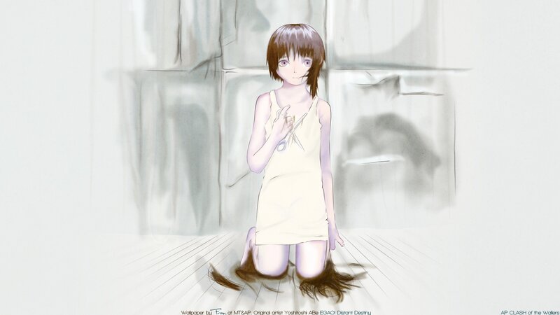 Anime Girl with Scissors — White