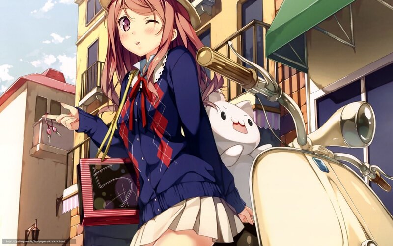 anime girl with scooter
