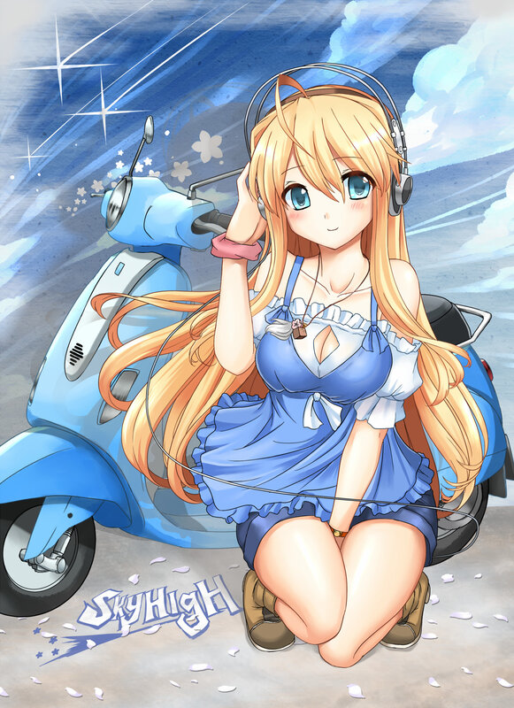 Anime girl with scooter