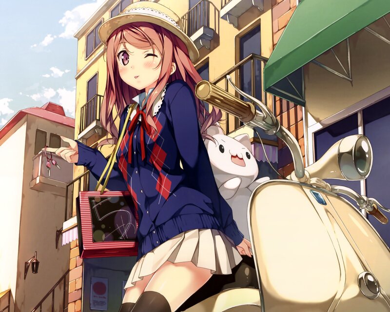 Anime girl with scooter