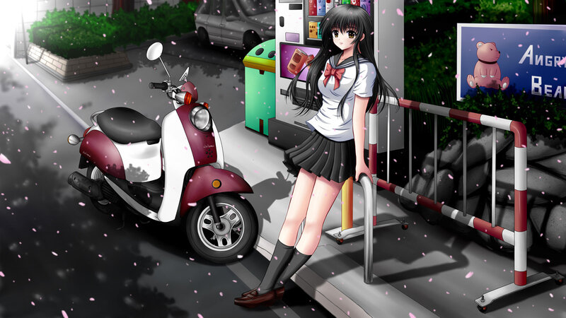 Anime Girl with Scooter — Black