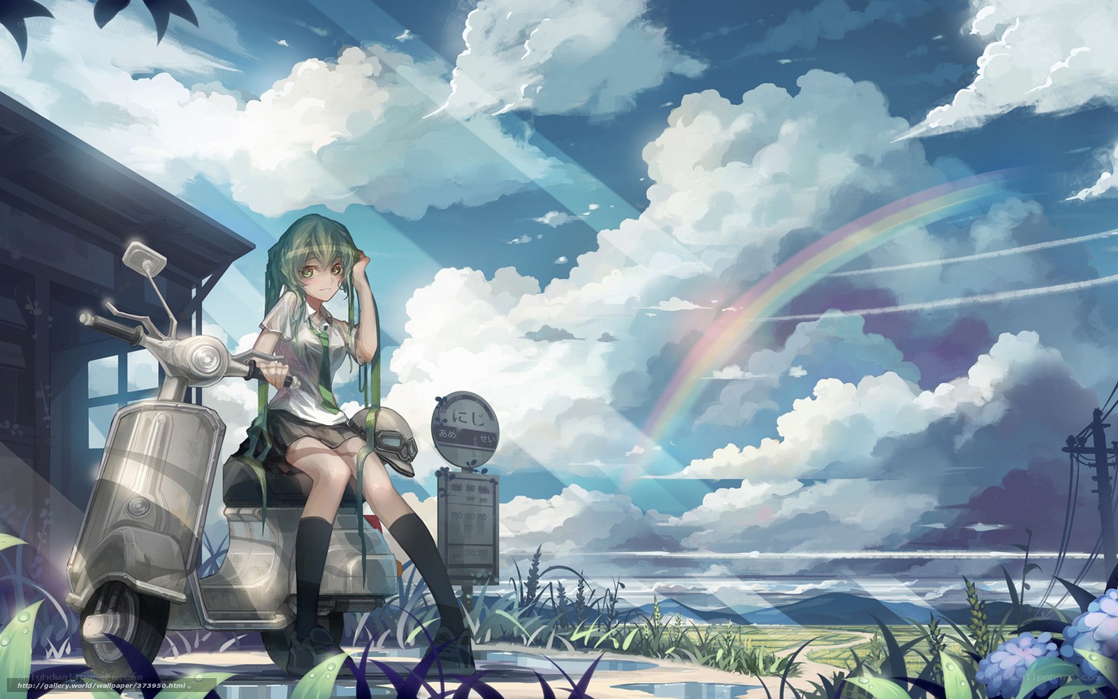 Anime girl with scooter