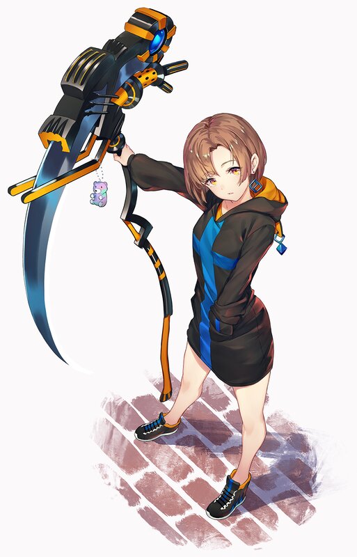Anime Girl with Scythe — Black, Confident, Digital Art