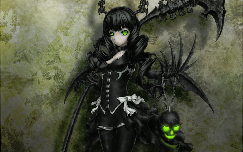 Anime Girl with Scythe — Black, Dark, Digital Art