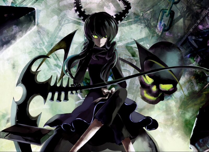 Anime Girl with Scythe — Black, Dark, Dramatic, Digital Art