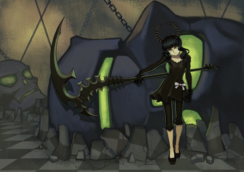 Anime Girl with Scythe — Black, Dark, Dramatic, Night, Manga