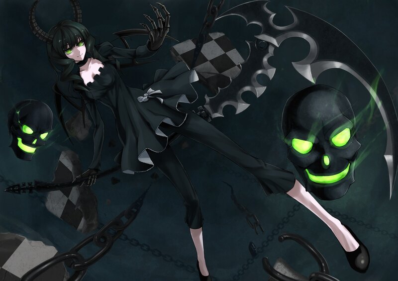 Anime Girl with Scythe — Black, Dark, Dramatic, Night