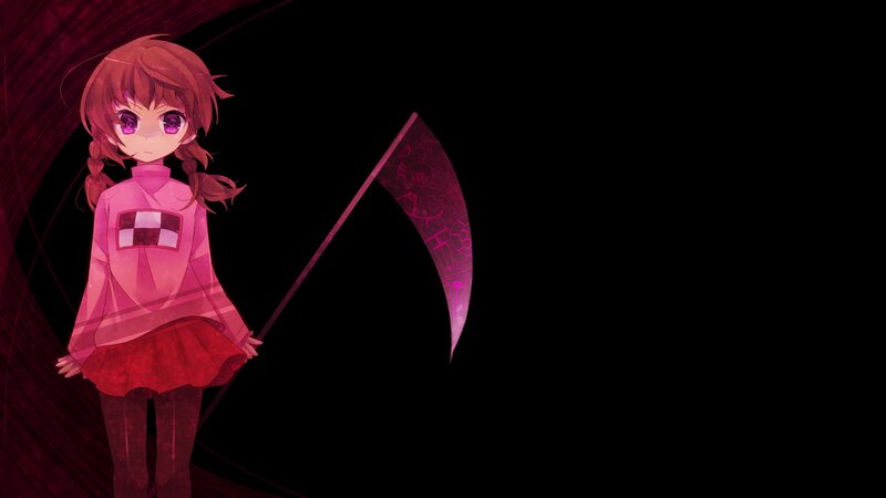 Anime Girl with Scythe — Black, Dramatic, Braids