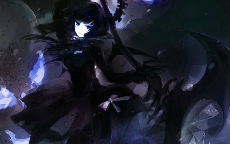 Anime Girl with Scythe — Black, Dramatic, Dark, Night