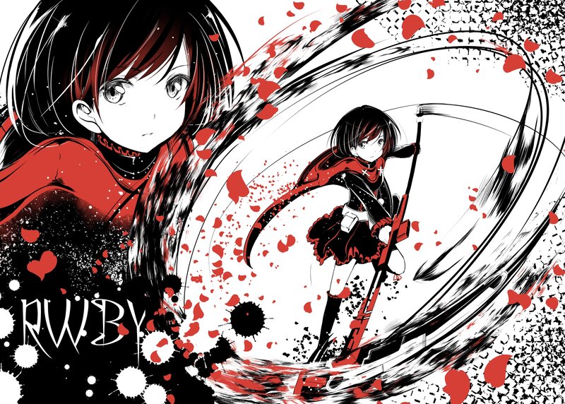 Anime Girl with Scythe — Black, Dramatic, Manga, Blood Splatter