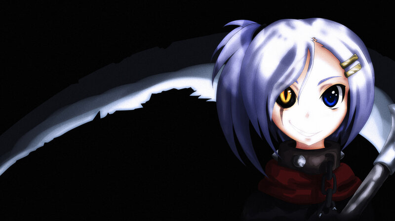 Anime Girl with Scythe — Black, Dramatic, Night, Collar