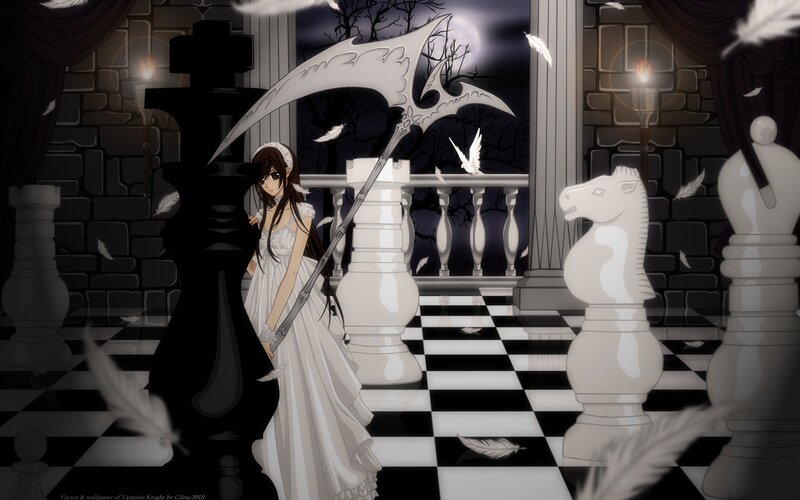 Anime Girl with Scythe — Black, Dramatic, Night