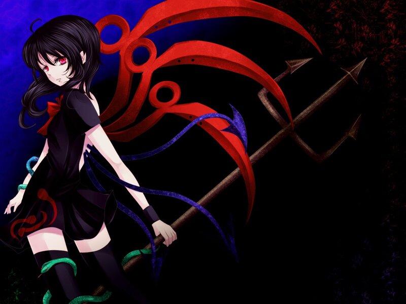 Anime Girl with Scythe — Black, Dramatic, Night, Trident
