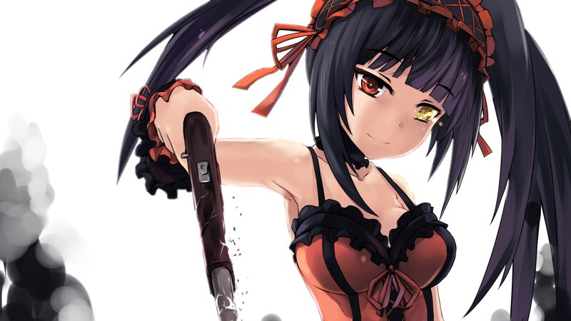 Anime Girl with Scythe — Black, Dramatic, Red Eyes