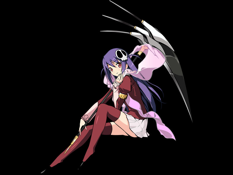 Anime Girl with Scythe — Black, Dramatic, Skull