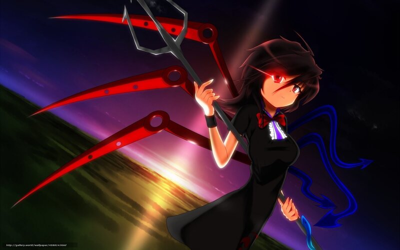 Anime Girl with Scythe — Black, Dramatic, Sunset
