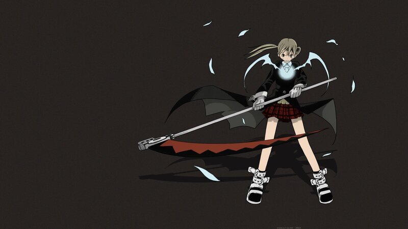Anime Girl with Scythe — Black, Dramatic, Wings