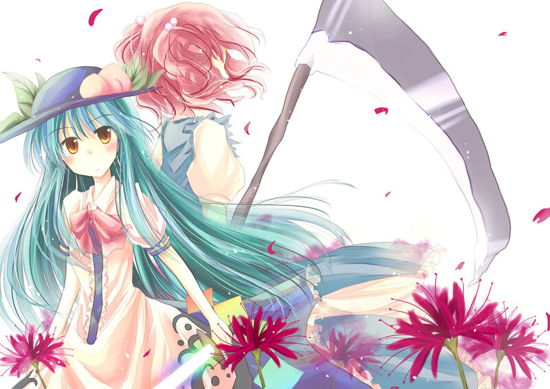 Anime Girl with Scythe — Blue, Dramatic, Digital Art