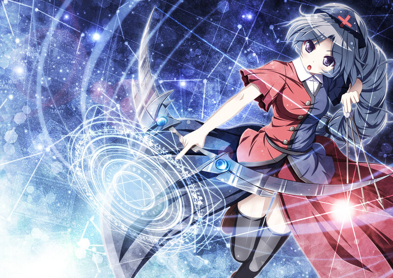 Anime Girl with Scythe — Blue, Dramatic, Night, Digital Art