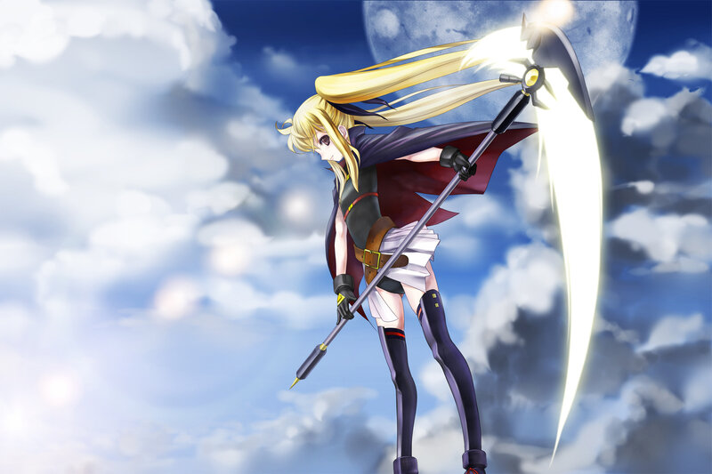Anime Girl with Scythe — Blue, Dramatic