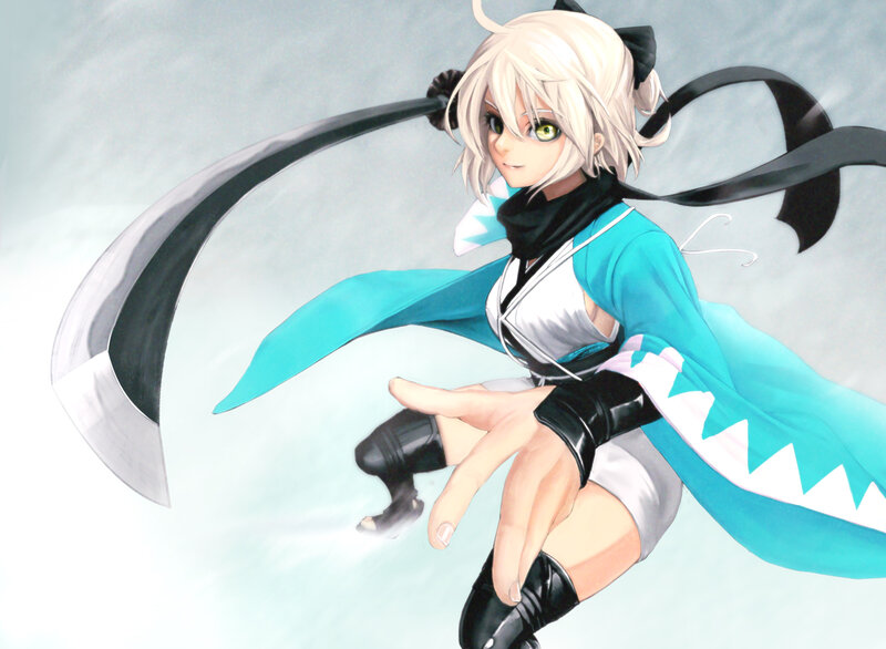 Anime Girl with Scythe — Blue, Dynamic, Digital Art