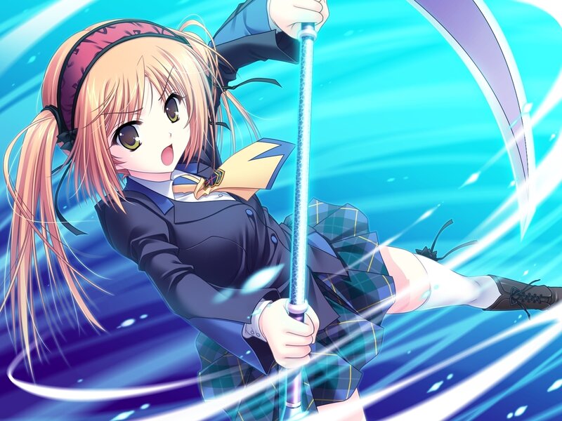 Anime Girl with Scythe — Blue, Dynamic
