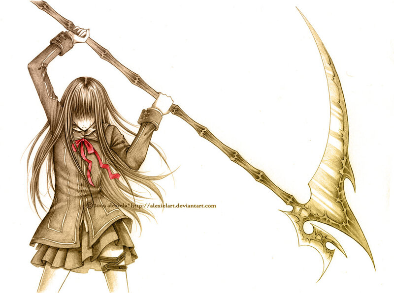 Anime Girl with Scythe — Brown, Dramatic, Manga