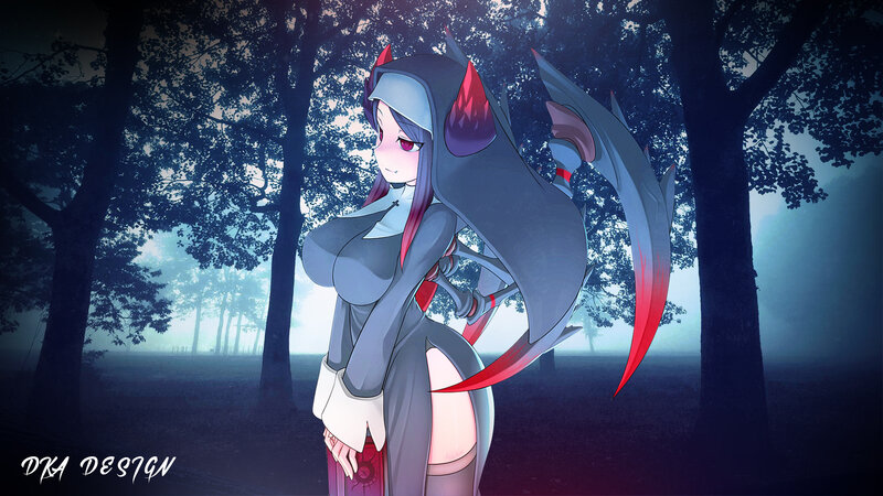 Anime Girl with Scythe — Gray, Dramatic, Night