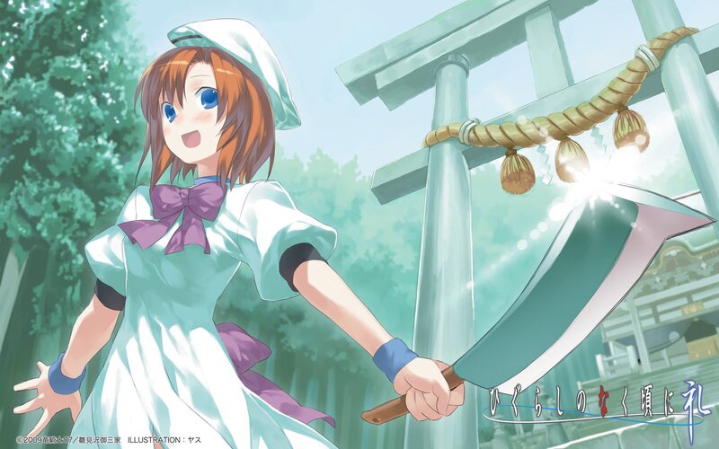 Anime Girl with Scythe — Green, Bright