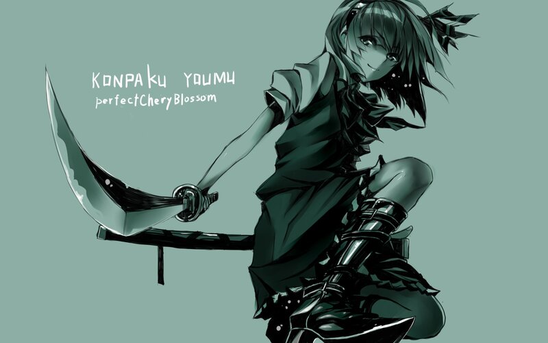 Anime Girl with Scythe — Green, Dramatic