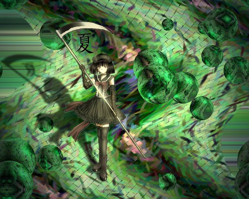 Anime Girl with Scythe — Green