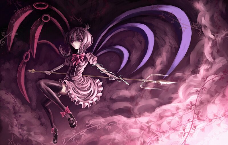 Anime Girl with Scythe — Purple, Dramatic, Digital Art, Wings