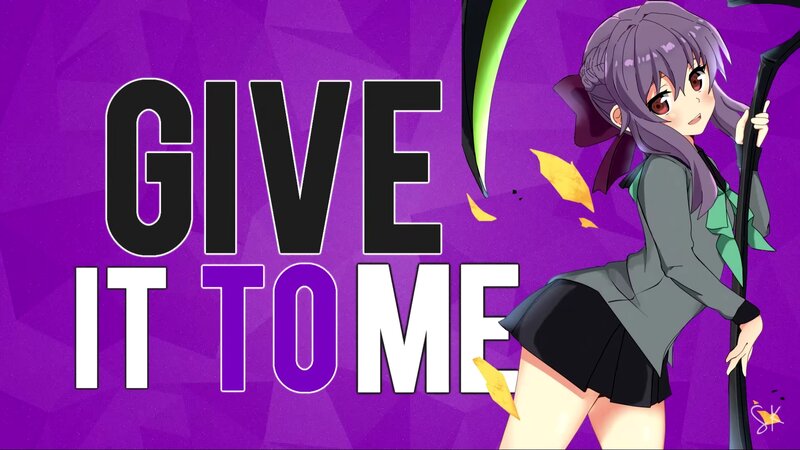 Anime Girl with Scythe — Purple, Dramatic, Text