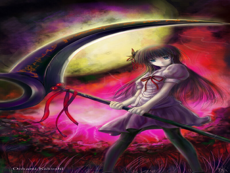 Anime Girl with Scythe — Purple, Dramatic