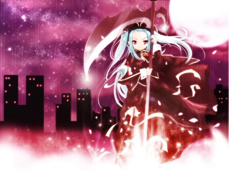 Anime Girl with Scythe — Purple