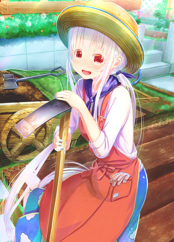 Anime Girl with Scythe — Red, Cheerful
