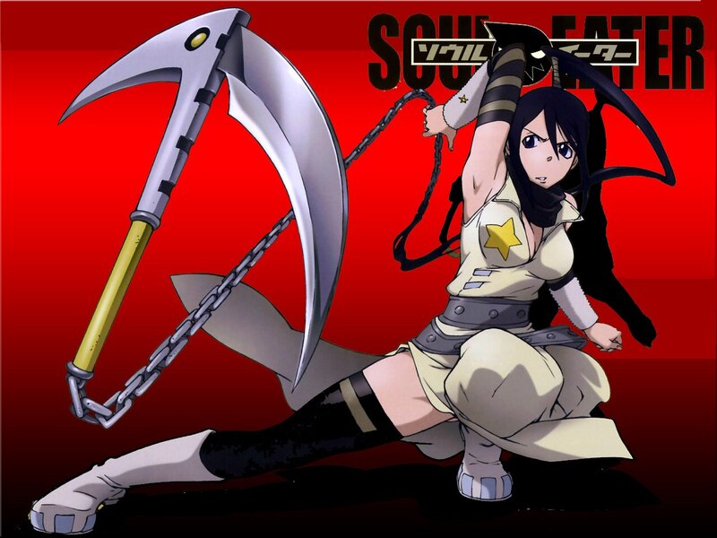 Anime Girl with Scythe — Red, Dramatic, Chain