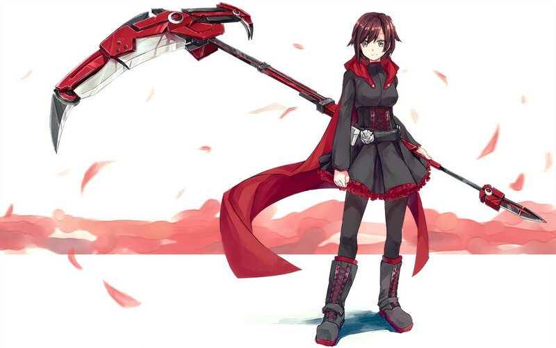Anime Girl with Scythe — Red, Dramatic, Digital Art, Cape, Weapon